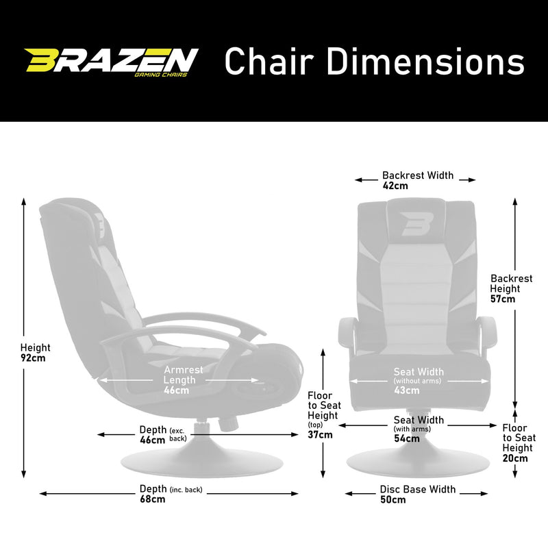 BraZen Fusion 2.1 Bluetooth Surround Sound Gaming Chair - Grey