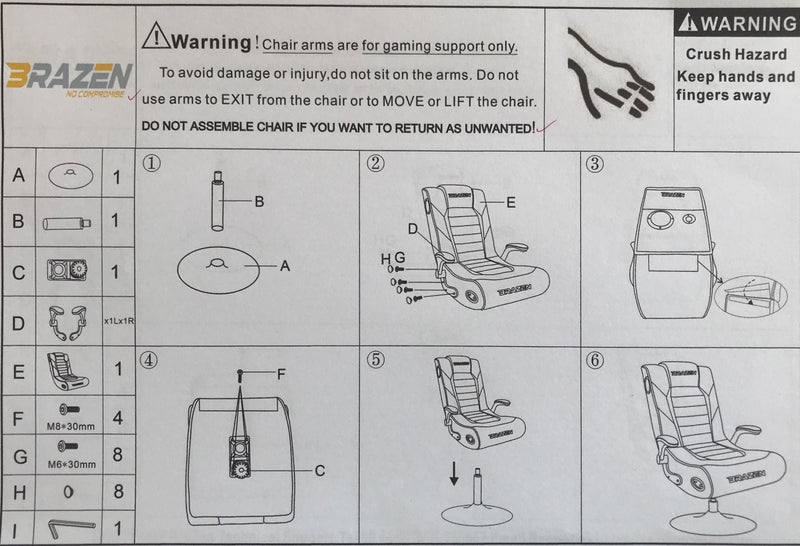 BraZen Serpent 2.1 Bluetooth Surround Sound Gaming Chair