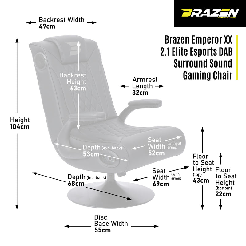 BraZen Emperor XX 2.1 Elite Esports DAB Surround Sound Gaming Chair