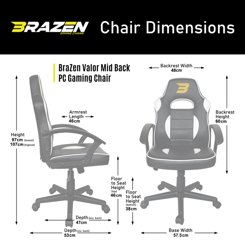BraZen Valor Mid Back PC Gaming Chair